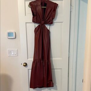 A.L.C. Burgundy Leather Cutout Alexandria Dress